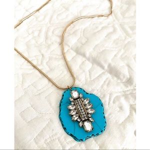 Turquoise & Gemstone Pendant Gold Necklace
